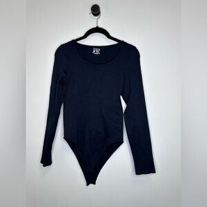 OQQ Black Long Sleeve Bodysuit